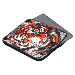 Housse Pour Ordinateur Portable Tête de tigre rouge réaliste - Coque d'ordinateur