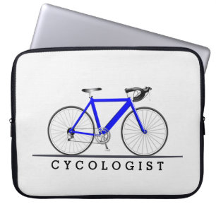 Housse Pour Ordinateur Portable Texte du cycologue avec vélo bleu