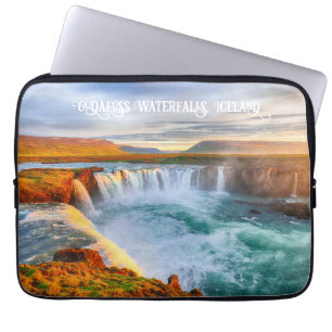 Housse Pour Ordinateur Portable Texte Personnalisé Cascades de Godafoss, Islande