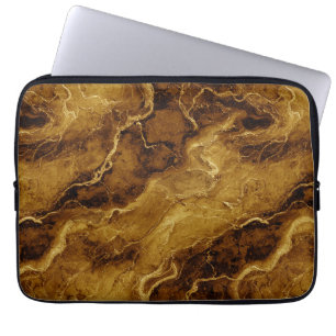 Housse Pour Ordinateur Portable Texture Brown dorée en marbre