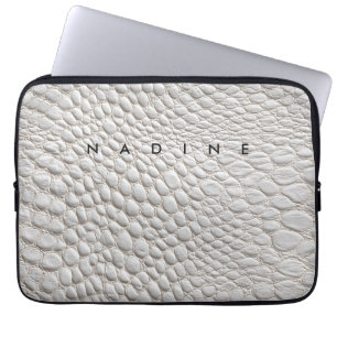Housse Pour Ordinateur Portable Texture cuir blanc