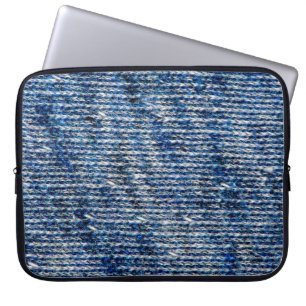 Housse Pour Ordinateur Portable Texture de laine de tricot bleu