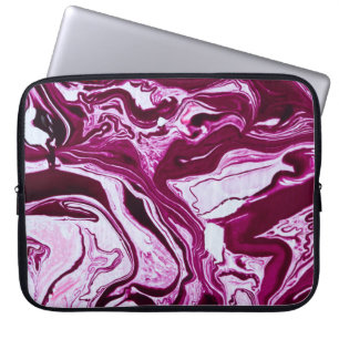 Housse Pour Ordinateur Portable Texture de marbre magenta : Art Abstrait des fluid