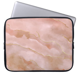 Housse Pour Ordinateur Portable Texture or en marbre rose liquide