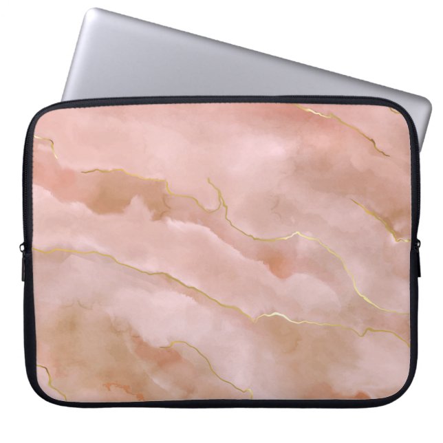 Housse Pour Ordinateur Portable Texture or en marbre rose liquide (Devant)