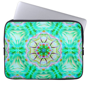 Housse Pour Ordinateur Portable Texture pâle vert pâle, kaléidoscope fleuri t