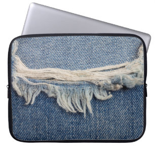Housse Pour Ordinateur Portable Textures déchiré jeans arrière - plan.