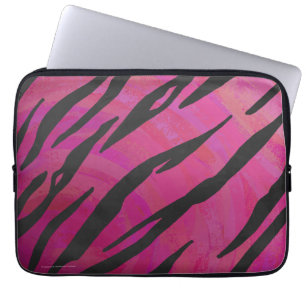Housse Pour Ordinateur Portable Tiger rose chaud et noir