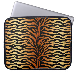 Housse Pour Ordinateur Portable Tiger Stripes Poster de animal, Ambre, Noir et Tan