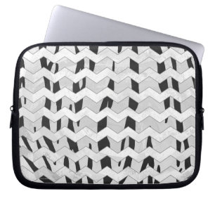 Housse Pour Ordinateur Portable Tigre Cheveron noir et blanc