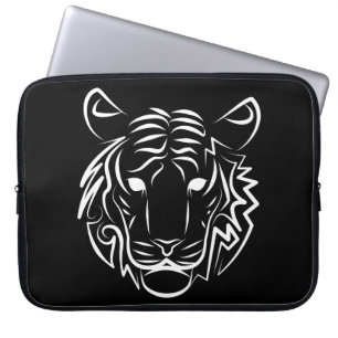 Housse Pour Ordinateur Portable Tigre tribal noir et blanc
