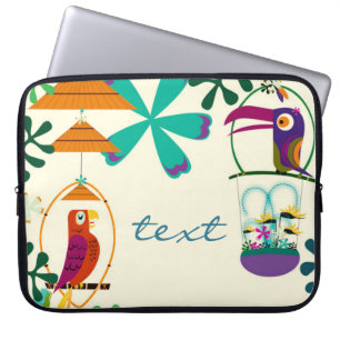 Housse Pour Ordinateur Portable Tiki Birds Vintage Art rétro Personnalisé Personna