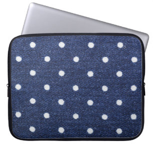 Housse Pour Ordinateur Portable Timbre de pois : texture en tissu denim.