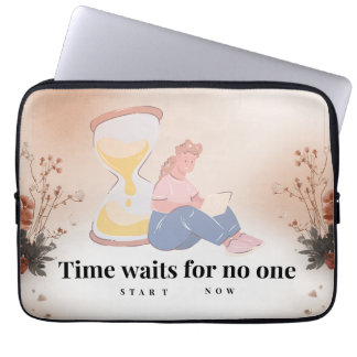 Housse Pour Ordinateur Portable Time Waits For No One Inspirational Tote Bag for W