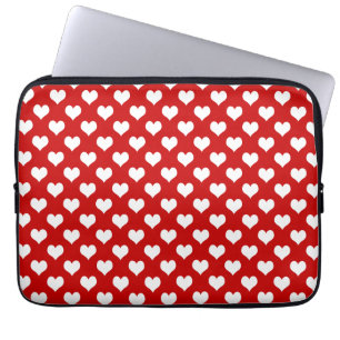 Housse Pour Ordinateur Portable Tissu à motif de cœur rouge et blanc