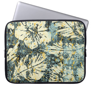 Housse Pour Ordinateur Portable tissu d'hibiscus de style hawaïen avec dos tribal