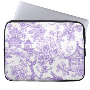 Housse Pour Ordinateur Portable Toile de chinoiserie violette dragon fleur de ceri