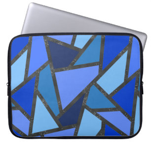 Housse Pour Ordinateur Portable Tons de motif en vitrail bleu