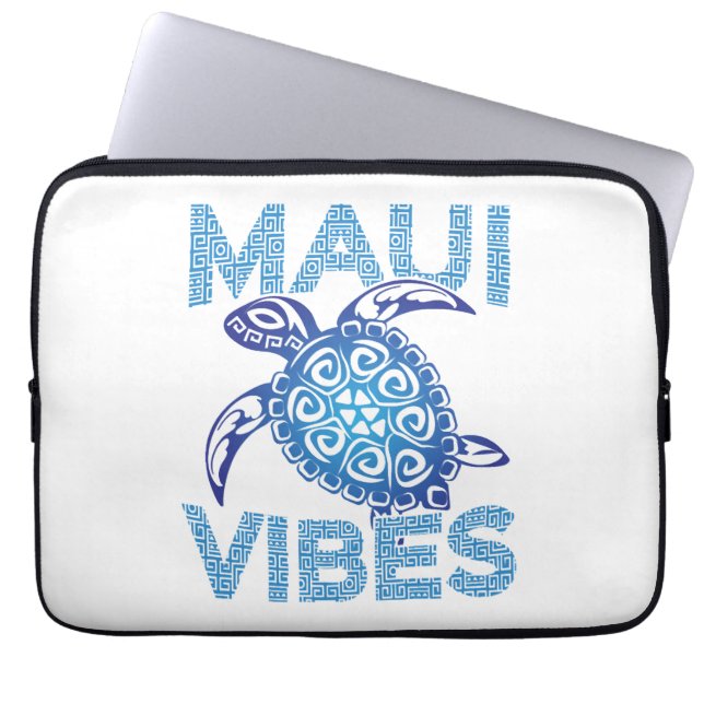 Housse Pour Ordinateur Portable Tortue bleue polynésienne Maui Vibes (Devant)