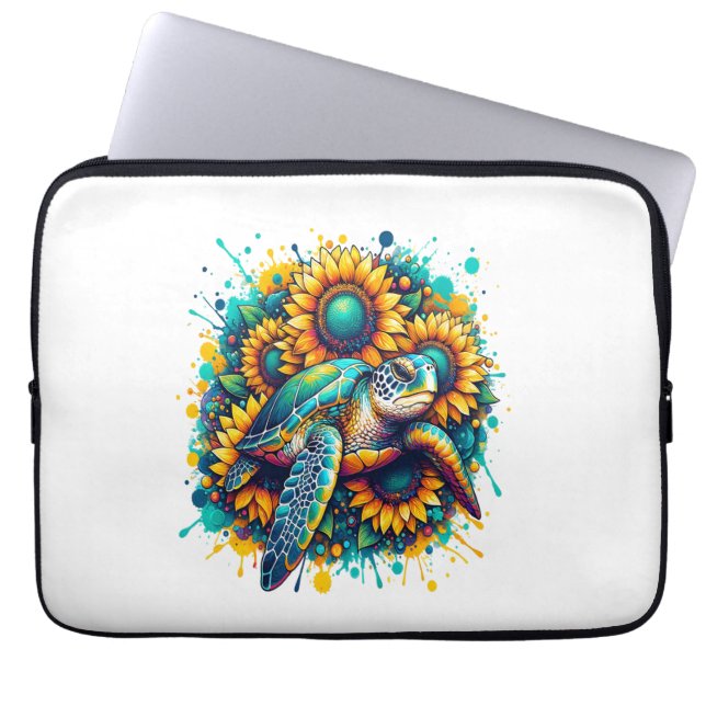 Housse Pour Ordinateur Portable Tortue tournesol (Devant)