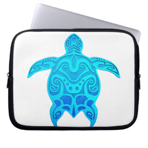Housse Pour Ordinateur Portable Tortue tribale bleue
