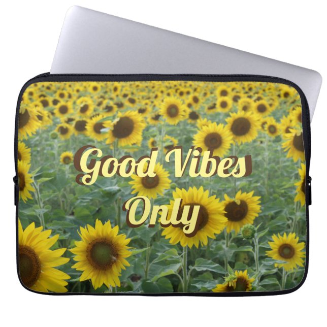Housse Pour Ordinateur Portable Tournesols lumineux Good Vibes seulement (Devant)