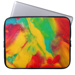 Housse Pour Ordinateur Portable traits de peinture multicolore gros-dessus, ocre