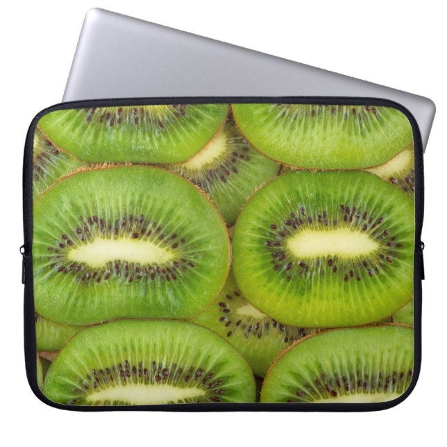 Housse Pour Ordinateur Portable Tranches de kiwi frais et mûrs en brun de rôti, c (Devant)