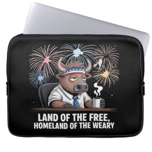Housse Pour Ordinateur Portable Travailleur de bureau buffle patriotique drôle et
