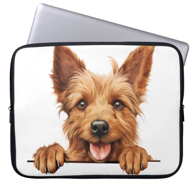 HOUSSE POUR ORDINATEUR PORTABLE TRÈS BROWN TERRIER AUSTRALIEN POPPY CHIEN (Devant)