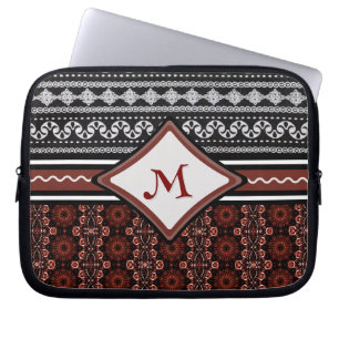 Housse Pour Ordinateur Portable Tribal Abstrait noir, blanc et rouge