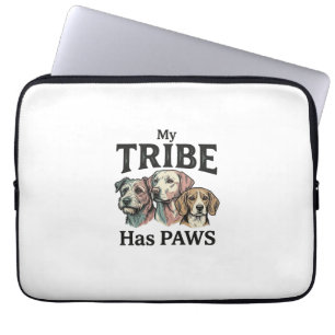 Housse Pour Ordinateur Portable Tribu de chiens a des pattes dessin de gravure vin
