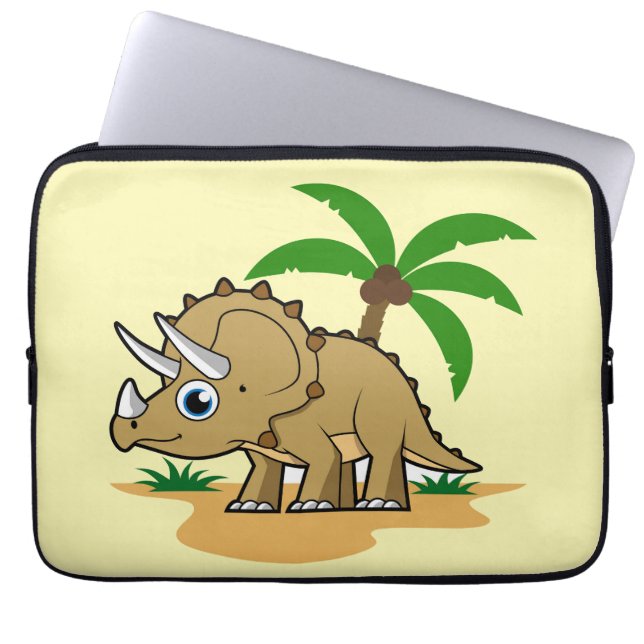 Housse Pour Ordinateur Portable Tricératops Dans Un Climat Tropical. (Devant)