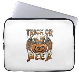 Housse Pour Ordinateur Portable Trick Or Beer Halloween Citrouille Squelette Ailes