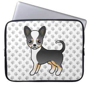 Housse Pour Ordinateur Portable Tricolore noir Chat lisse Chihuahua Chig & Pâtes