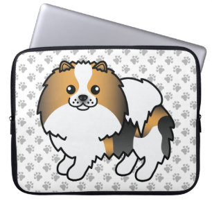 Housse Pour Ordinateur Portable Tricolore Pomeranian Chien de Dessin Animé Mignon 