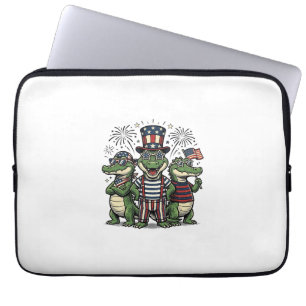 Housse Pour Ordinateur Portable Trio d'alligators patriotiques vintage quatrième j