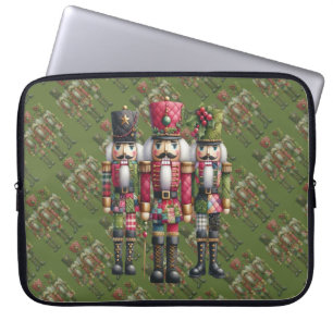 Housse Pour Ordinateur Portable Trio de casse-noisettes de Noël en patchwork fanta