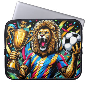 Housse Pour Ordinateur Portable Trophée de football de champion de soccer Lion Vic