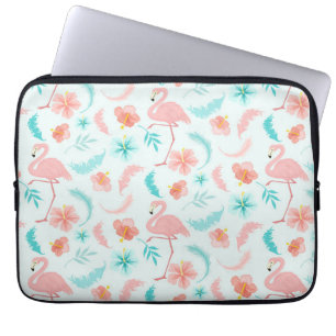 Housse Pour Ordinateur Portable Tropical rose Turquoise modèle Flamingo