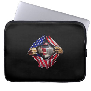Housse Pour Ordinateur Portable Trucker Driver American Flag Truck