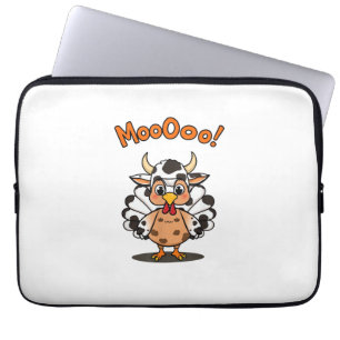 Housse Pour Ordinateur Portable Turquie Moo Costume de vache mignonne Thanksgiving