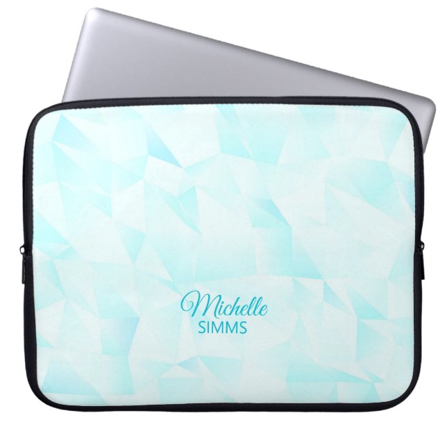 Housse Pour Ordinateur Portable Turquoise Polygonal Motif et personnalisation (Devant)