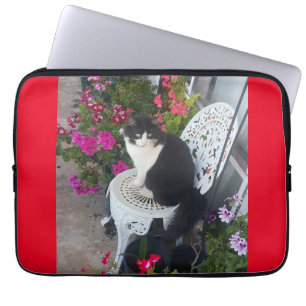 Housse Pour Ordinateur Portable Tuxedo Chat Cute Jolie Fleurs Chats Carte d'Annive