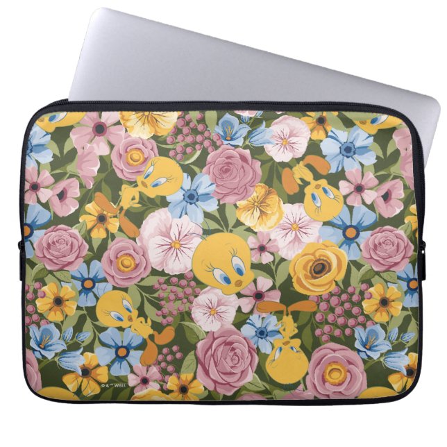 Housse Pour Ordinateur Portable TWEETY™ Floral Embroidery Pattern (Devant)