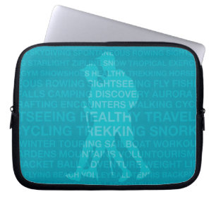 Housse Pour Ordinateur Portable Typographie de trekking saine Turquoise Wet Suit