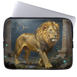 Housse Pour Ordinateur Portable Un Lion d'Or se promenant sous la lumière de la lu