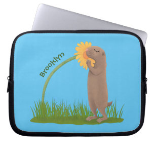 Housse Pour Ordinateur Portable Un mignon chien de prairie reniflant la caricature