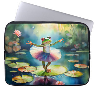 Housse Pour Ordinateur Portable Une ballerine de grenouille dansant sur une feuill