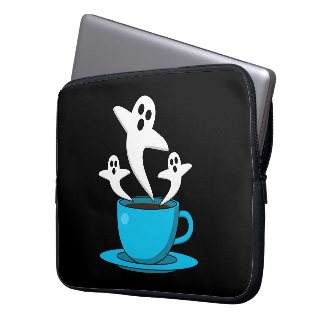 Housse Pour Ordinateur Portable Une coupe de café fumeur fantôme (devant gauche)